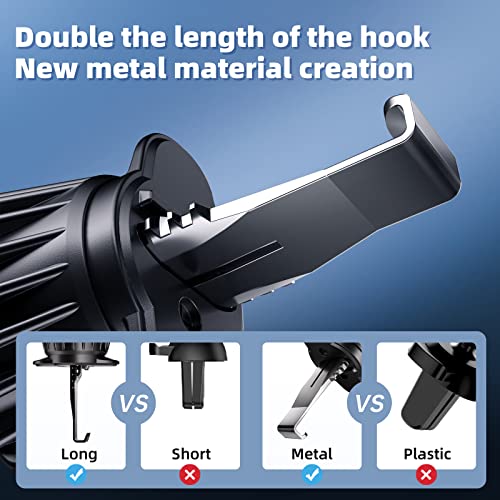 Magnetic Phone Holder for Car Vent [Metal Hook Clip] Car Mount Compatible with All Smartphones Fit All iPhone 17/16/15/14/13 Pro Max Plus & Samsung S25