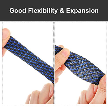 Xuniea 96ft Wire Loom Braided Cable 1/2, 1/4, 3/8 Inch,Red,Blue and Black - color: Red, Blue and Black, size: 1/2, 1/4, 3/8 Inch