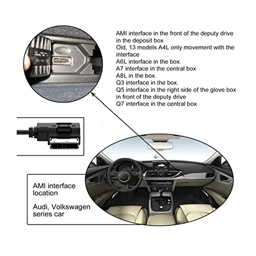 xiwai Media in AMI MDI to Stereo 3.5mm Audio & USB-C Aux Adapter Cable for Car VW Audi 2014 A4 A6 Q5 Q7