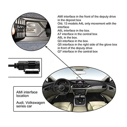 xiwai Media in AMI MDI to Stereo 3.5mm Audio & USB-C Aux Adapter Cable for Car VW Audi 2014 A4 A6 Q5 Q7