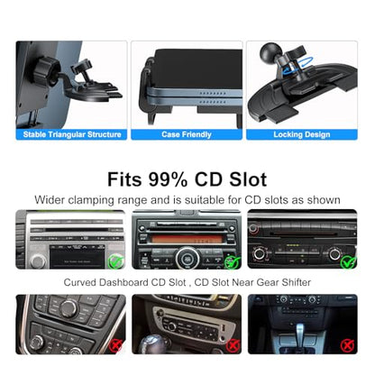 PLDHPRO CD Slot Tablet Car Mount for 5.5-14.6'' Devices, Universal iPad Holder for Car, Adjustable CD Player Phone Mount Compatible with iPhone, iPad, Galaxy Tab, Samsung Z fold, Navigation Gadget