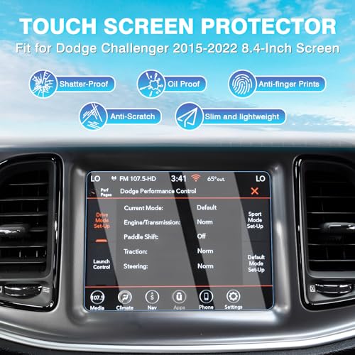 Karltys [Upgrade] 2 Pack Screen Protector for Dodge Challenger 8.4-Inch 2015~2023 [No Glare & Fingerprint] Tempered Glass Dodge Challenger for Models SRT 392 Hellcat Uconnect Accessories - size: 8.4 Inch 2015~2023 Dodge Challenger