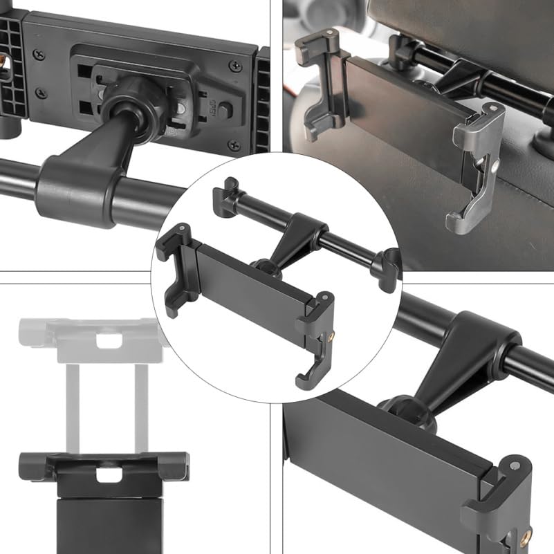 OSALADI Car Headrest Tablet Mount Adjustable Phone Stand for Back Seat Car Seat Headrest Holder for Tablets and Phones 360 Rotation Mobile Holder Tool Free Install
