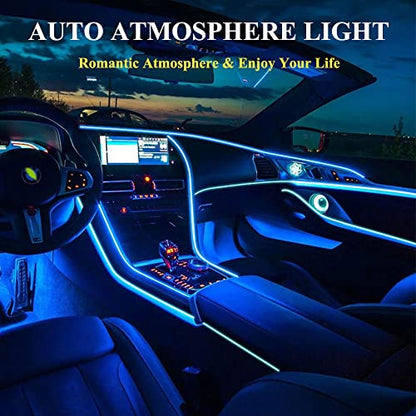 Keiurot Blue EL Wire Neon Light, 16FT USB 5V for Car Interior Trim - color: Blue