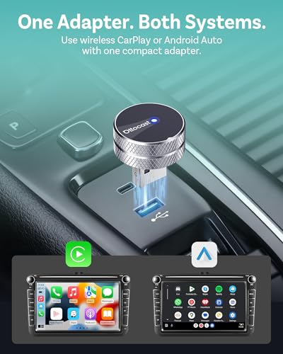 OTTOCAST Mini Tube 2026 Upgrade Wireless CarPlay & Android Auto Adapter, WiFi 6 + Bluetooth 5.4, Instant Auto-Connect, Ultra-Compact Design, Plug & Play USB/USB-C for 2016+ Vehicles