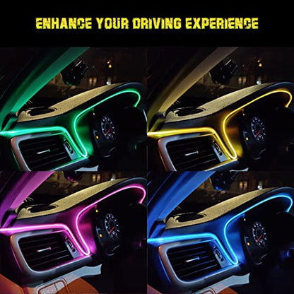 Jushope Interior Car LED Strip Lights, RGB USB Car Ambient Lighting with Wireless APP & Remote Control, Car Accessories Fiber Optifc Lights Sync to Music (2 LED/157 inches) - size: 2 LED/157 inches