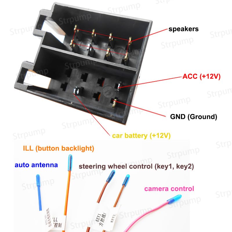 for Aftermarket Android Radio Stereo 16pin to ISO Standard Power Socket Wiring Harness Cable Connector Wire Female 16pin to Male ISO - style: 16Pin to ISO