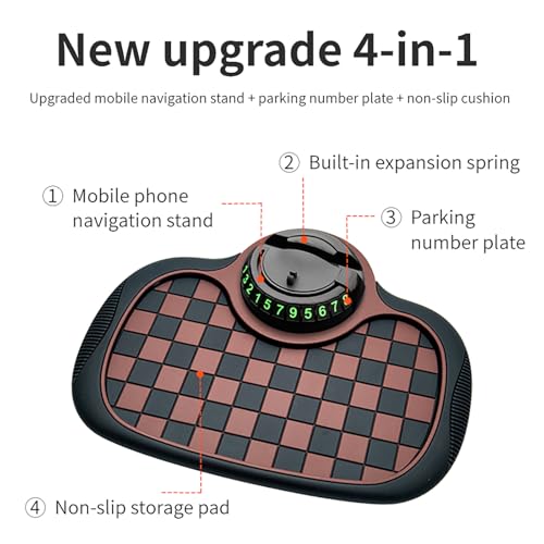 Anti Slip Car Mat Phone Holder,Anti Slip Phone Mat for Car,360° Rotatable - color: Black and Gray