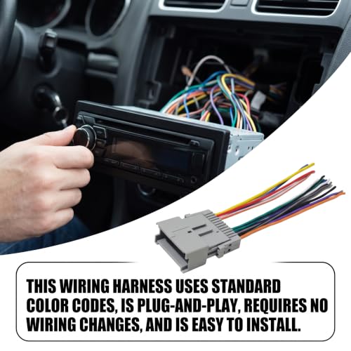 Car Radio Audio Receiver Wiring Harness Kit, Aftermarket Stereo Connection Wire Cable Plug with Antenna Adapter, Stereo Wiring Harness, Audio Modification Accessories for Most Vehicle Model