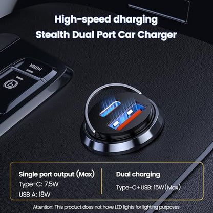 MOSWAG Car Charger, Invisible Cigarette Lighter USB Adapter [All Metal & Mini], 2 Port Car Adapter, QC3.0 Dual Port Cigarette Lighter for iPhone 17 16 Samsung S25 Ultra Piexl 10 and More (Pack of 3) - size: 3 Pack
