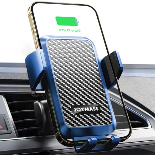 Wireless Car Charger, JOYMASS 15W Fast Charging Auto Clamping Car Charger Cell Phone Holder Mount Vent for iPhone 15 14 13 12 Mini Pro Max, Samsung Galaxy S24 Ultra S23 S22 S21+ Note 20, etc - Blue - color: BLUE