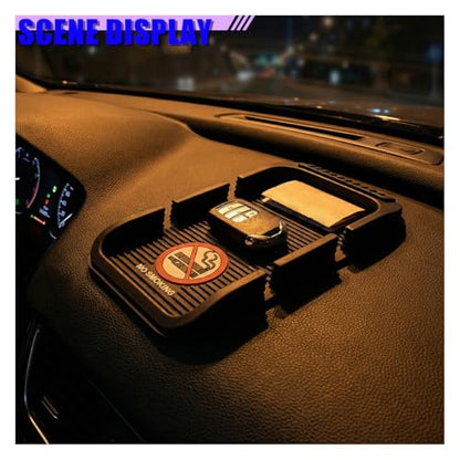 Car Dashboard Cell Phone Holder, Anti-Slip Double-Groove Car Dash Sticky Mat with Number Plate, Multifunctional Auto Interior Gripping Gel Pad Organizer for Navigation, Keys(No Smoking) - size: No Smoking