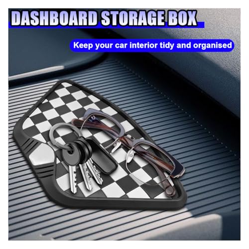 YoRise Car Dashboard Non Slip Mat, 10.62'' x 5.98'' PVC Sticky Dash Pad, Cell Phone Holder Adhesive Mat, Car Dash Gripping Pad Storage Tray for Keys, Sunglasses, GPS (Blackwhite) - color: BlackWhite