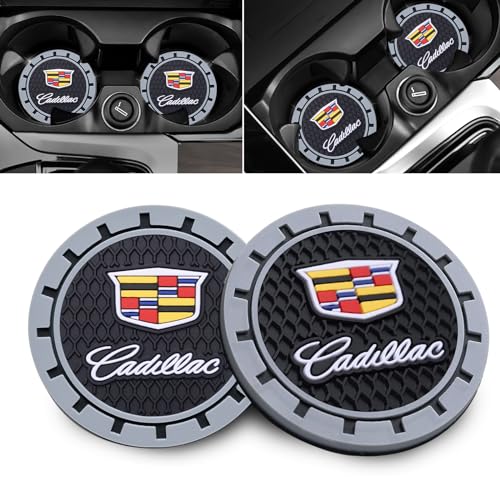 Car Cup Holder Coaster for Cadillac Escalade CT4 CT5 CT6 ATS CTS SRX XT5 Recessed Silicone Cupholder Coaster Interior Accessories 2.75in 2Pack - color: Gray-02