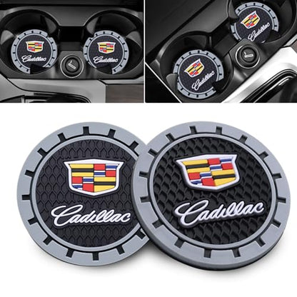 Car Cup Holder Coaster for Cadillac Escalade CT4 CT5 CT6 ATS CTS SRX XT5 Recessed Silicone Cupholder Coaster Interior Accessories 2.75in 2Pack - color: Gray-02