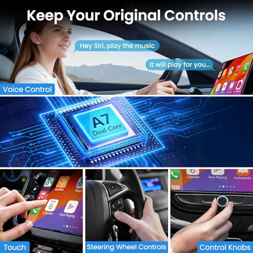 ELECROW 4 in 1 Wireless CarPlay Adapter for iPhone＆Android