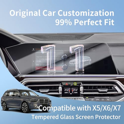 Tempered Glass Screen Protector for 2019-2023 BMW X5/X6/X7 Nav 12.3 Inch HD - color: For 19-23 BMW X5/X6/X7 12.3 Inch HD