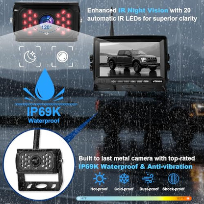 VTimes Wireless Backup Camera for Trucks, RV Backup Camera with HD Monitor - color: 7 inch - 1 Camera