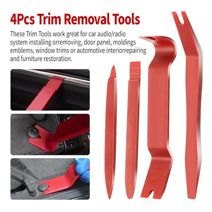 Auto Trim Removal Tool Kit, 17 Pcs Auto Car Trim Tool Set Plastic Pry Tool Kit for Car, Clip, Audio, Dashboards, Door Panel Window Molding Fastener Remover Tool Kit - color: Red