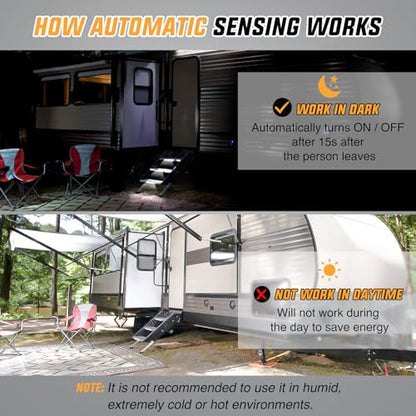 Nilight RV Step Lights 3PCS LED RV Exterior Lighting for Travel Camper - color: White RV Step Light-7.48" 3PCS