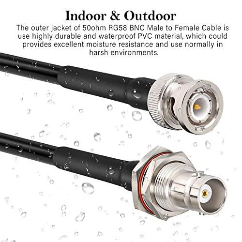 MOOKEERF 2PCS 50 ohm RG58 BNC Male to Female Coax Cable - 5FT Low Loss Antenna Extension for CB Radio/VHF Ham Radio/Wireless Microphone/Antenna/CCTV/Amateur Radio - size: 5FT