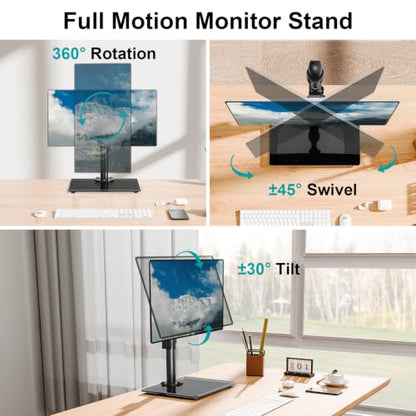 MOUNT PRO Single Monitor Stand Fits Max 32 inch Screen, Free-Standing Computer Desk Stand, Display Mount with Height Adjustable, Swivel, Tilt, Rotation, VESA Monitor Stand 100x100 - color: Black