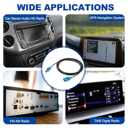 uxcell 2Pcs Antenna Extension Cable, 6.6ft/2m Longer Fakra-Z Male to Fakra-Z Female RF Coax Cable for Car Stereo Head Unit GPS Navigation FM AM Radio RG174 - size: 6.6ft/2m