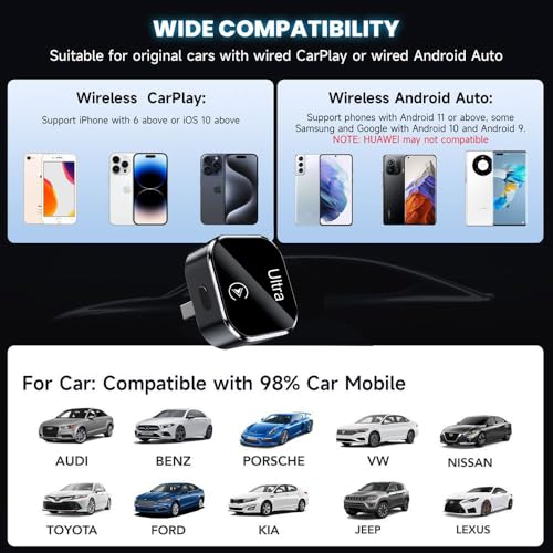 Mini CarPlay Wireless Adapter with Function Buttons, CarPlay Dongle Stick
