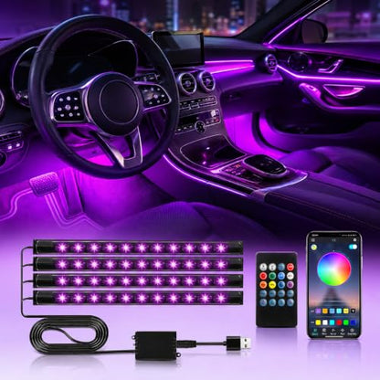 Car LED Lights,Smart Car Interior Lights with App Control,Car Atmosphere Lights,Car LED Interior Lights,Interior RGB Lights,Inside Car Lights with DIY Mode and Music Mode. - color: APP remote control