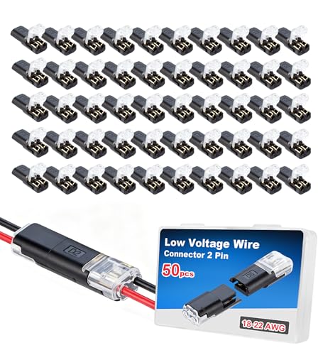 Double Wire Connector,Press the Broken Wire with Pliers,Low Voltage Wire for 16-20AWG,2 Pin Quick Disconnect Electrical Secure Connectors with Locking Buckle,for Automotive,LED Lights,DIY Projects.