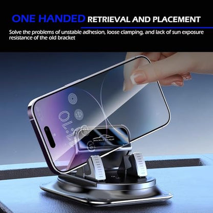 Shakas 360 Degree Rotation Dashboard Phone Holder, Non-Slip One-Hand Operation Navigation Bracket, Self-Adhesive Washable Horizontal and Vertical Placement Holder, for Most Cars (Black)