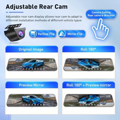 Mirror Dual Dash Camera,4K and 2.5K Dash Cam with Voice Control Rear View Mirror Camera and WiFi,GPS Dashcam for Cars with WDR Night Vision, G-Sensor, 24 Parking Monitor ABS (Include 64GB Card) - style: 4K Front + 2.5K Rear + GPS + Voice Control