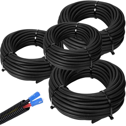 Sasylvia 1/4, 3/8, 1/2, 3/4'' X 10 ft Split Wire Loom Cord Protector Tubing Split Conduit Protector Tubing Convoluted Tube Flexible Electrical Wire Cover Protective Sleeves(Black) - size: 1/4", 3/8", 1/2", 3/4" x 10 ft