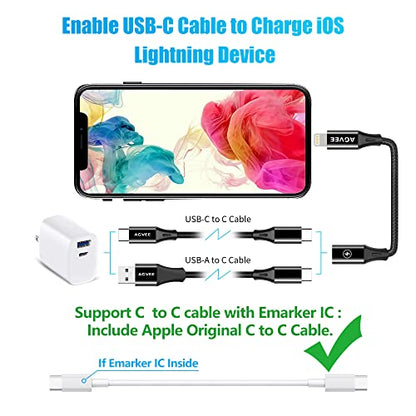 AGVEE 4 Inch USB-C Female to Lightning Male 30W Charging Adapter - color: Black, size: 4 Inch