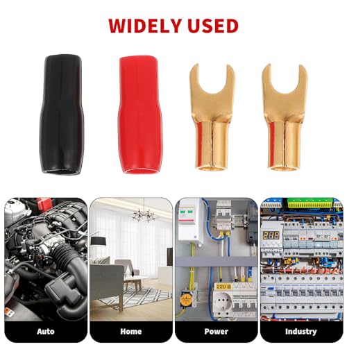 SHINEOFI 10 Pairs 8 Gauge Spade Terminals, Fork Crimp Connectors