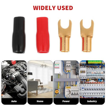 SHINEOFI 10 Pairs 8 Gauge Spade Terminals, Fork Crimp Connectors