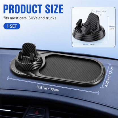 Anti Slip Mat for Car Dashboard,Dash Mat,Multi-Functional Support Anti-Slip Pad,3 in 1 Dashboard Grip Pads for Phones,Support Anti Slip Pad for Phones Sunglasses Keys Gadgets(Carbon Fiber)