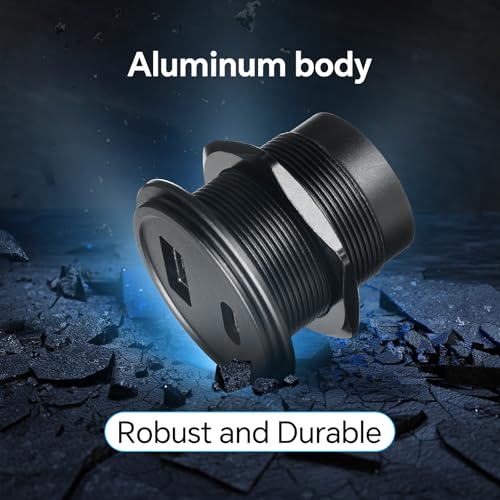 12V USB Outlet Wall Mount Aluminum PD3.0 and QC 3.0 Waterproof Dual Port DC 12~24V Socket USB C Cigarette Lighter Replacement for Boat RV Camper Trailer Truck Golf 2Pcs