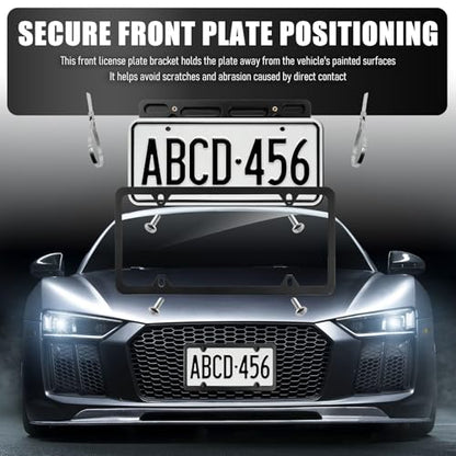 Front License Plate Bracket Kit,No Drill License Plate Mount with Screws Cable Ties,Licenses Plates Bracket Front Bumper Kit Car Accessories for U.S. Standard Cars Trucks SUVs