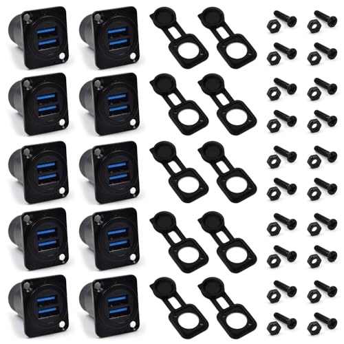 10PCS Dual USB3.0 Panel Mount Female to Female Connector, 2 Ports - color: 10PCS USB3.0