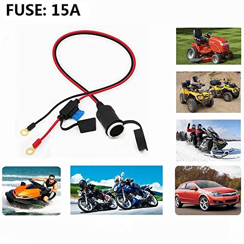 SPARKING 6FT Car Female Cigarette Lighter Plug Socket to Eyelet Terminals 12V Extension Cable with 15A Fuse(6FT) - size: 6FT