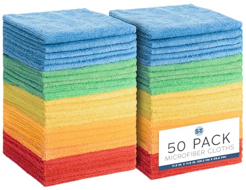 S&T INC. Microfiber Cleaning Cloth, 50 Pack, 11.5" x 11.5" - size: 50 Pack