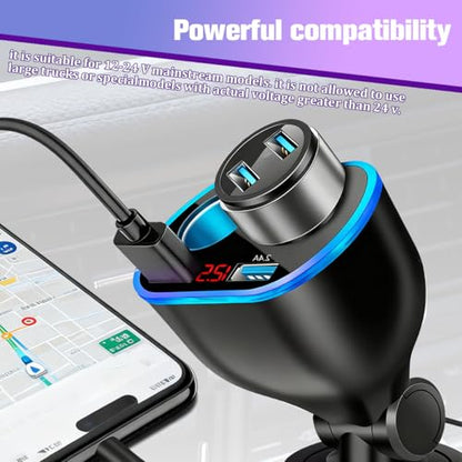 Ankuee Car Cigarette Lighter Splitter, 12/24V 2-Socket Vehicle Charger Adapter with Voltmeter QC3.0 ＆ USB Port 2.4A, Automotive Charging Accessories for GPS Dash Cam Phone, Universal Fit