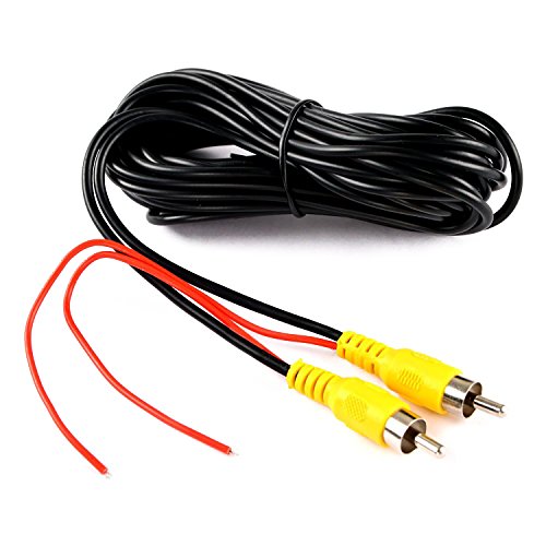 DALLUX Backup Camera RCA Video Cable,Car Reverse Rear View Camera Video Cable with Detection Wire(20FT/6m),AV Extension Cable with RCA Video Female to Female Coupler and Power Cable - size: RCAC02/20ft