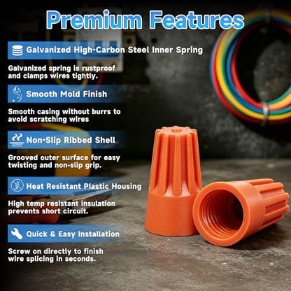 300Pcs Heat Shrink Butt Connectors & Wire Nuts Assortment Kit - Waterproof Electrical Crimp Wire Connectors, Insulated Butt Splice Terminals & Twist-On Wire Caps for Automotive Marine Wiring