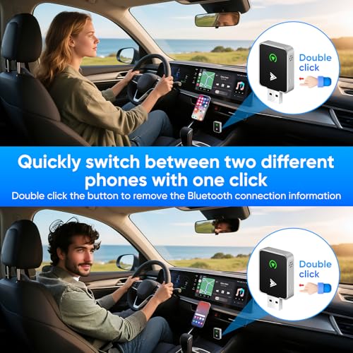 Wireless CarPlay Adapter, 2-in-1 Mini Size CarPlay & Android Auto Adapter - style: without WIFI