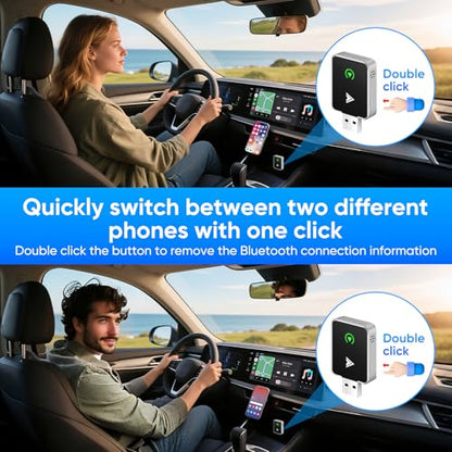 Wireless CarPlay Adapter, 2-in-1 Mini Size CarPlay & Android Auto Adapter - style: without WIFI