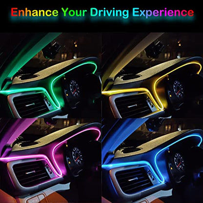 Jushope Interior Car LED Strip Lights, RGB USB Car Ambient Lighting, Car Accessories Fiber Optifc Lights Sync to Music (1 LED/118 inches) - size: 1 LED/118 inches