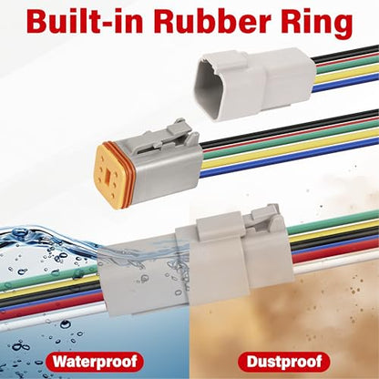 Deutsch DT 6 Pin Grey Male Female Wiring Harness Connector 6 Kits, 16 AWG - color: 6 Sets-Grey, size: 6Pin