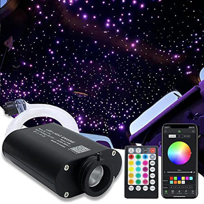 AMKI 16W Fiber Optic Lights,Starlight Headliner Light Kit APP/Remote Control Sound Activated Mode for Car&Home Decoration,Optical Fiber Cable Strands 0.75mm/0.03in 13.1ft/4m 550pcs - size: 550pcs*0.03in*13.1ft